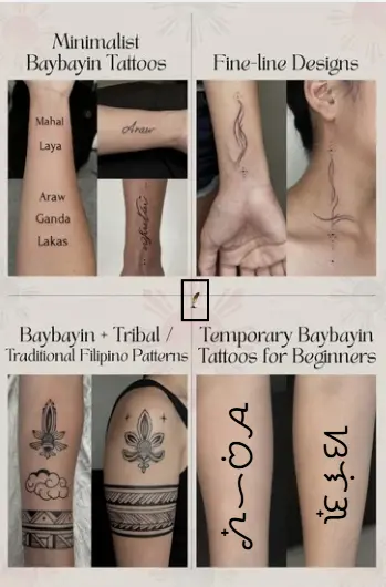 baybayin tattoo styles collage minimalist fine line tribal temporary.webp
